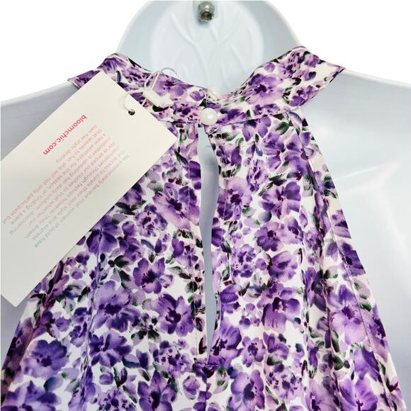 Bloomchic Floral Cold Shoulder Flutter Sleeve Blouse Purple White sz 10 NEW Tags - Picture 7 of 13